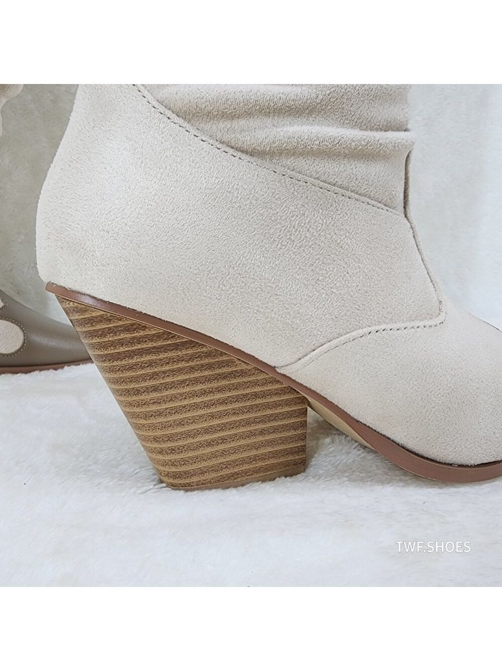 Iconic Western Thigh high Cowgirl Boots Cream - Picture 11 of 12